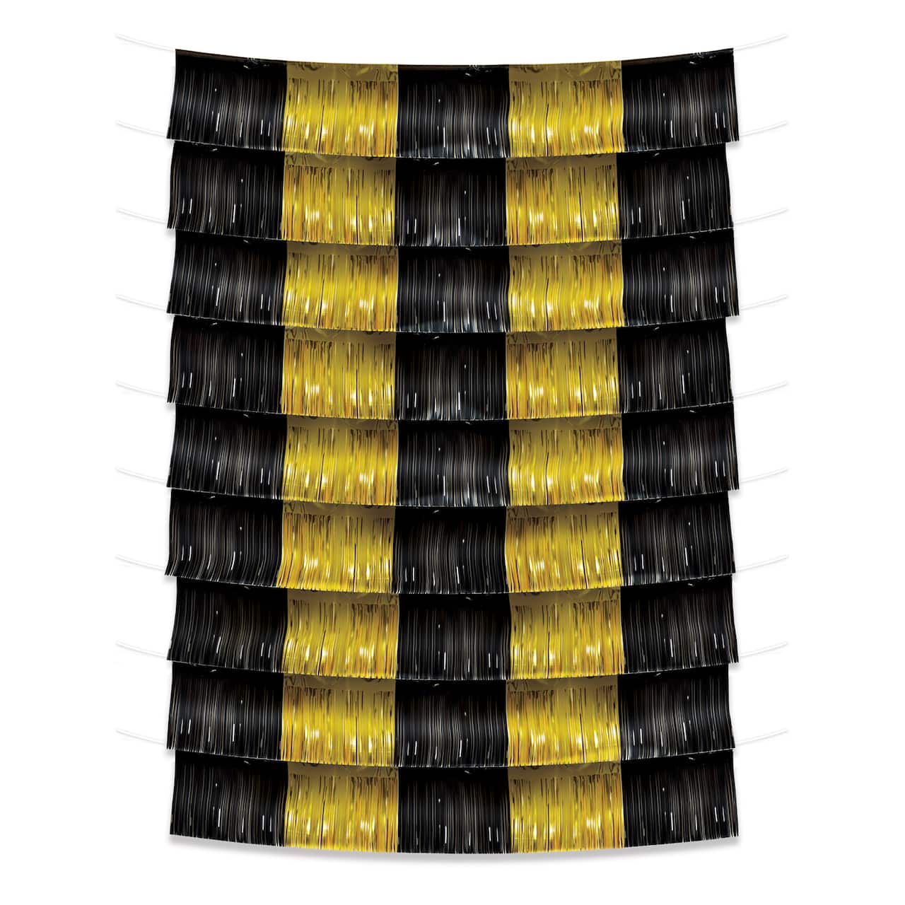 Beistle Black and Gold Metallic Fringe Garland Backdrop